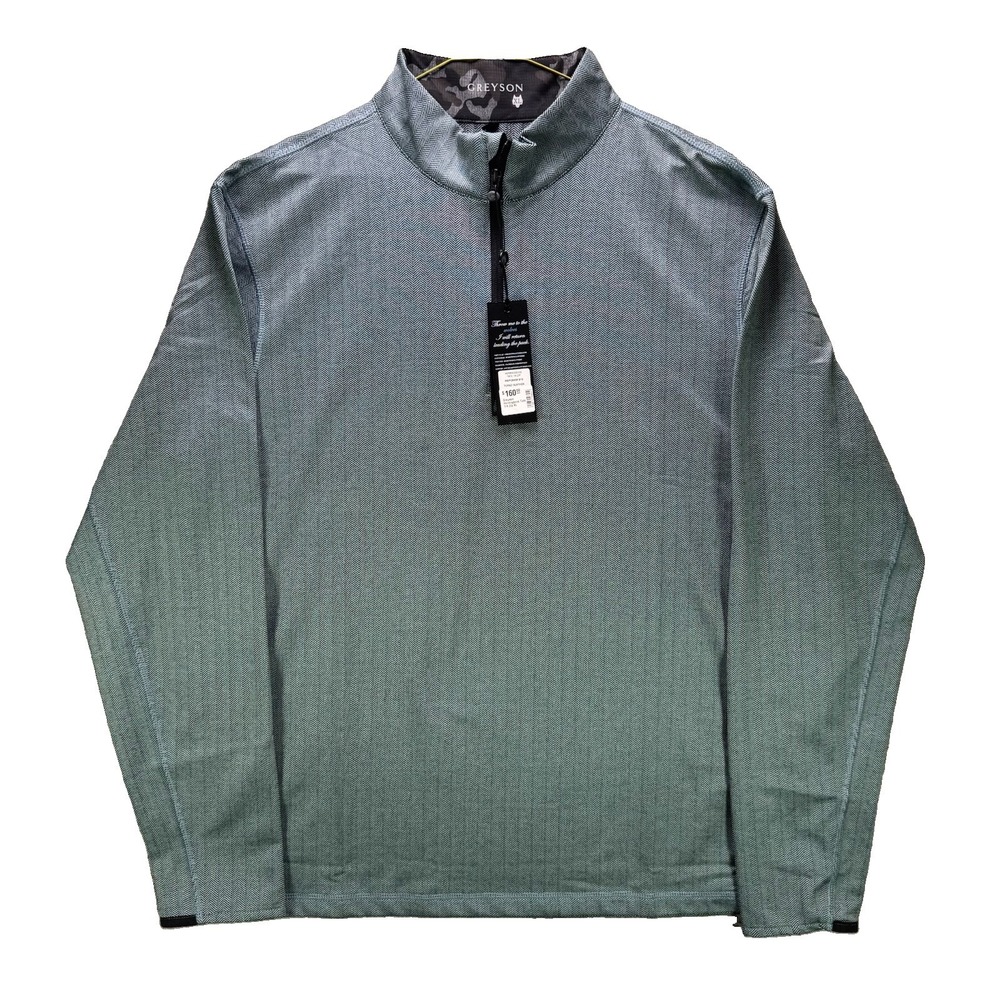 Greyson Herringbone Tate 1/4 Zip Pullover Mens XL Blue Heather Topaz Golf NWT